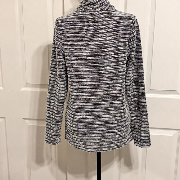 Tommy Hilfiger Women's Knit Blue White Open Front Drape Cardigan Sweater Size S - Picture 2 of 16